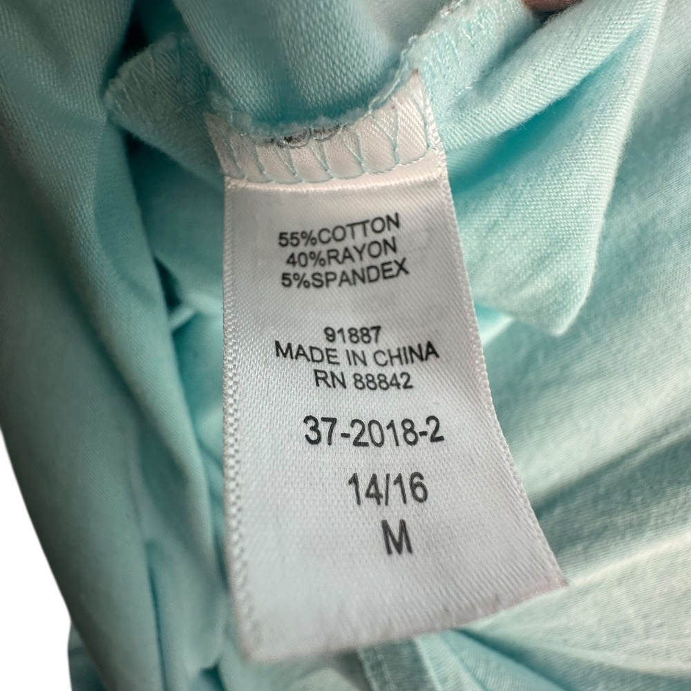 Roamans Plus Size Mint Green Lattice‎ Back Long Sleeve Tunic Top M 1416 - Picture 7 of 8